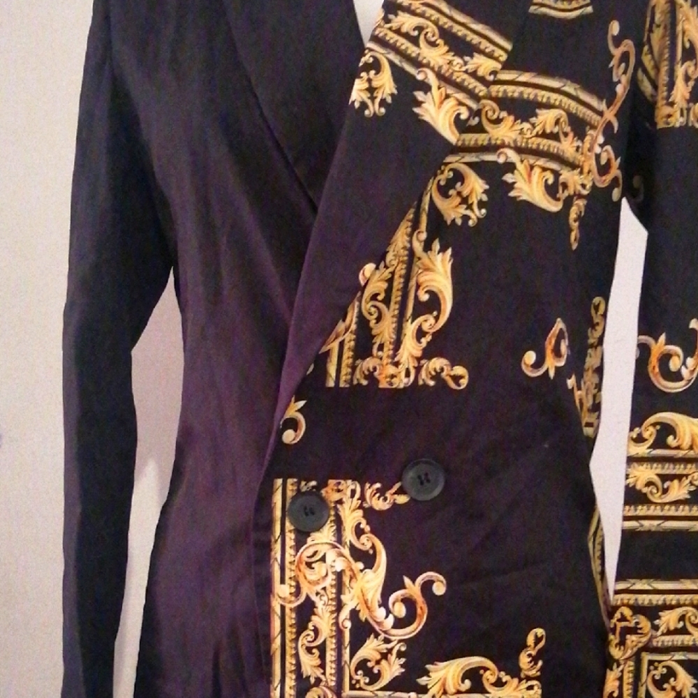 Black and Gold Patterned Blazer